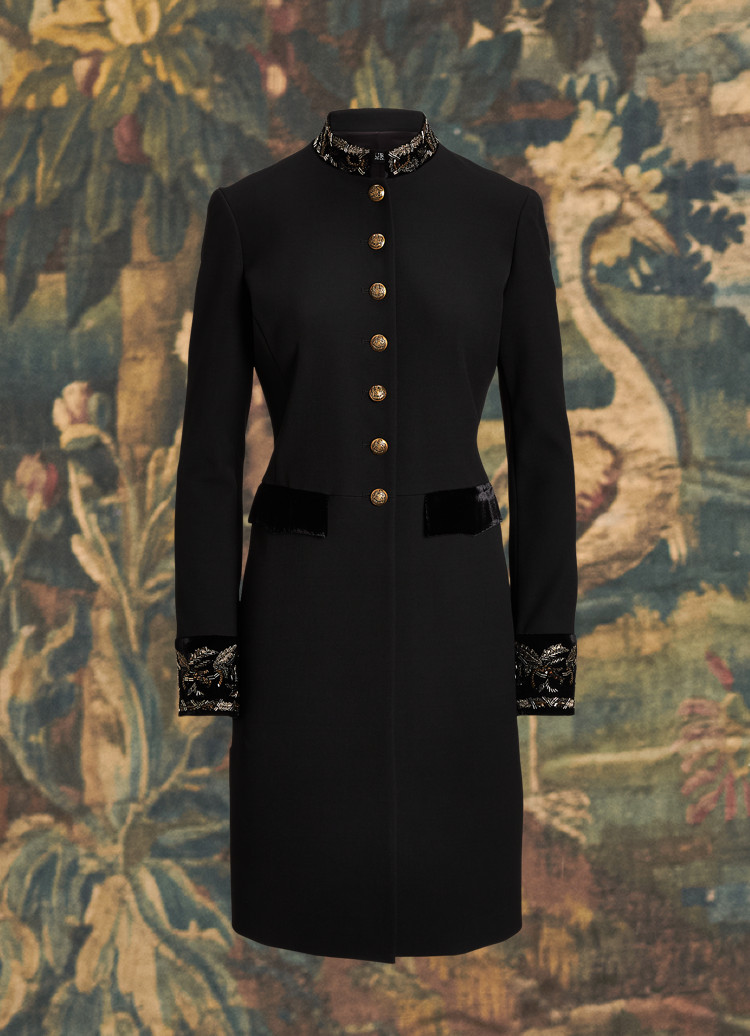 Embroidered Tricotine Coat