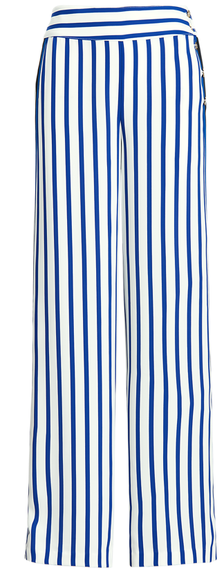 Striped Satin Wide-Leg Pant In Blue/Cream